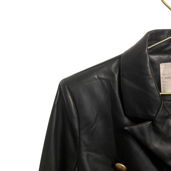 Avec Les Filles Black Faux Leather Double Breasted Black Jacket Size Small - Picture 4 of 7